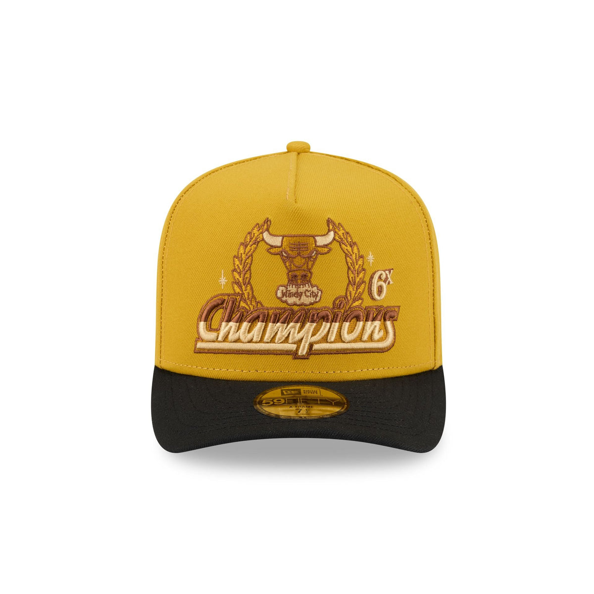 Just Caps Hardwood Classics Trophy Yellow Chicago Bulls 59FIFTY A-Frame Fitted Hat