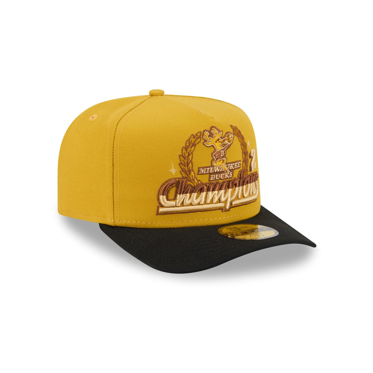 Just Caps Hardwood Classics Trophy Yellow Milwaukee Bucks 59FIFTY A-Frame Fitted Hat