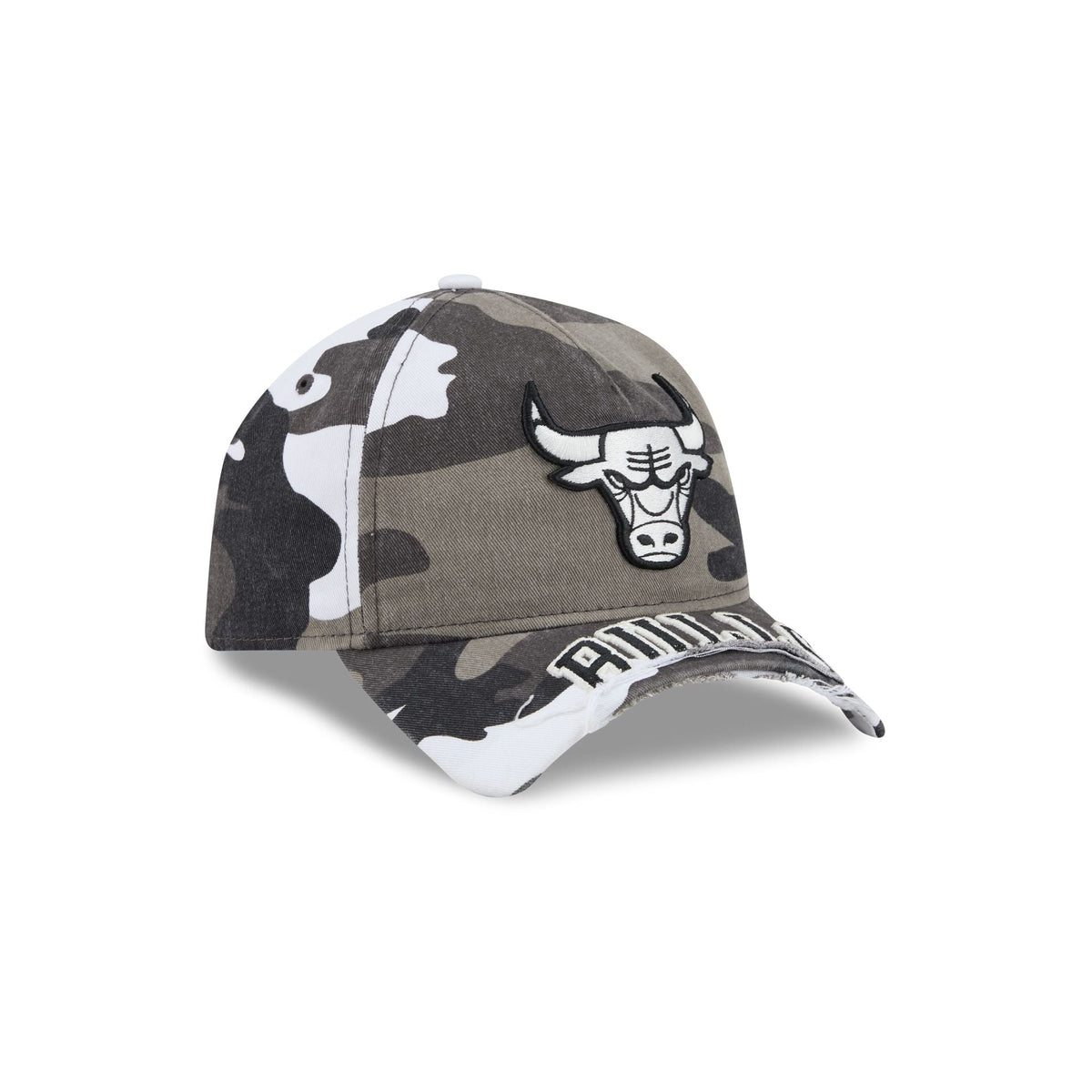 Chicago Bulls Washed Camo 9FORTY A-Frame Unstructured Cut-Off Visor Snapback Hat