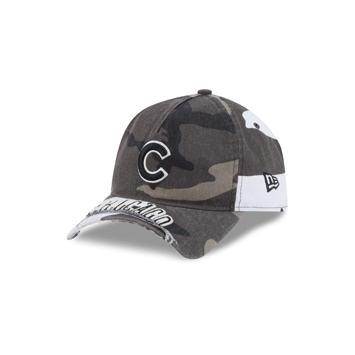 Chicago Cubs Washed Camo 9FORTY A-Frame Unstructured Cut-Off Visor Snapback Hat