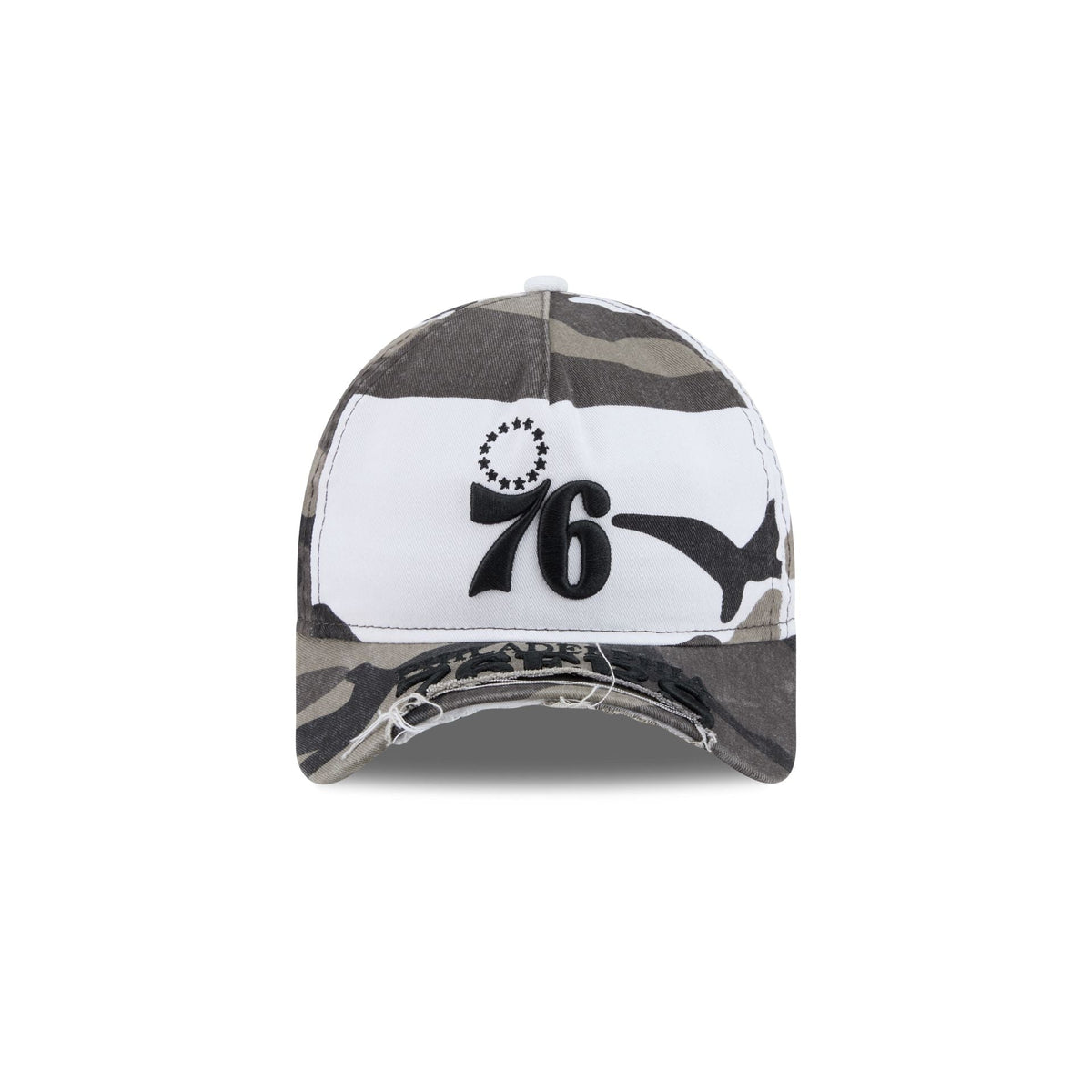 Philadelphia 76ers Washed Camo 9FORTY A-Frame Unstructured Cut-Off Visor Snapback Hat