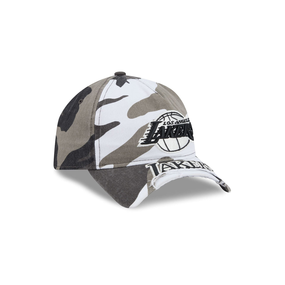 Los Angeles Lakers Washed Camo 9FORTY A-Frame Unstructured Cut-Off Visor Snapback Hat