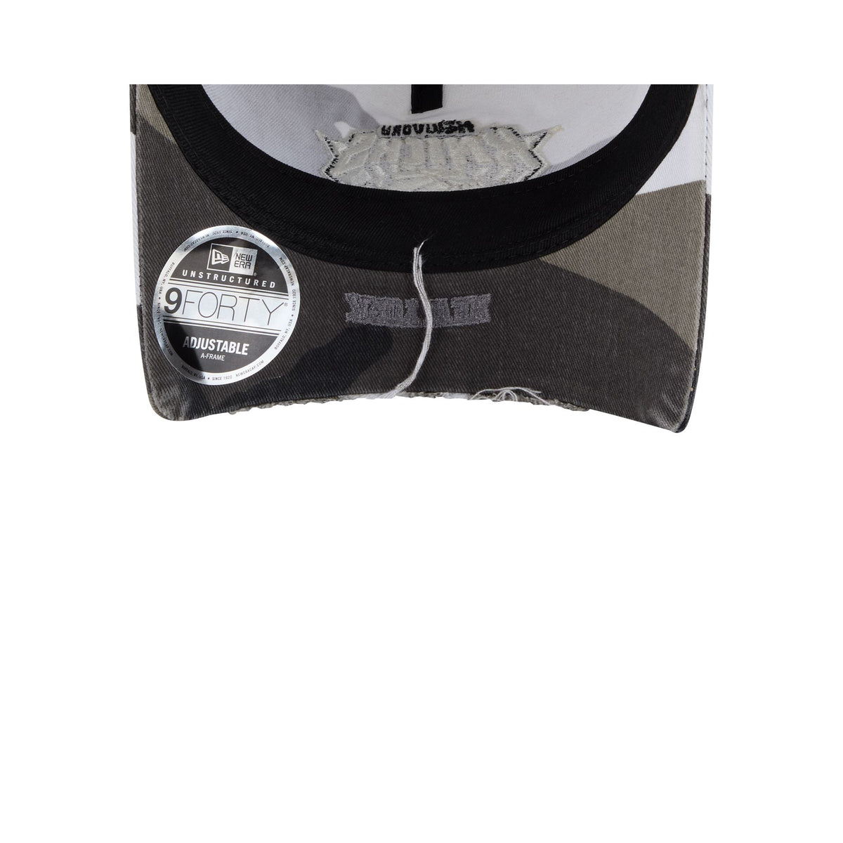 New York Knicks Washed Camo 9FORTY A-Frame Unstructured Cut-Off Visor Snapback Hat