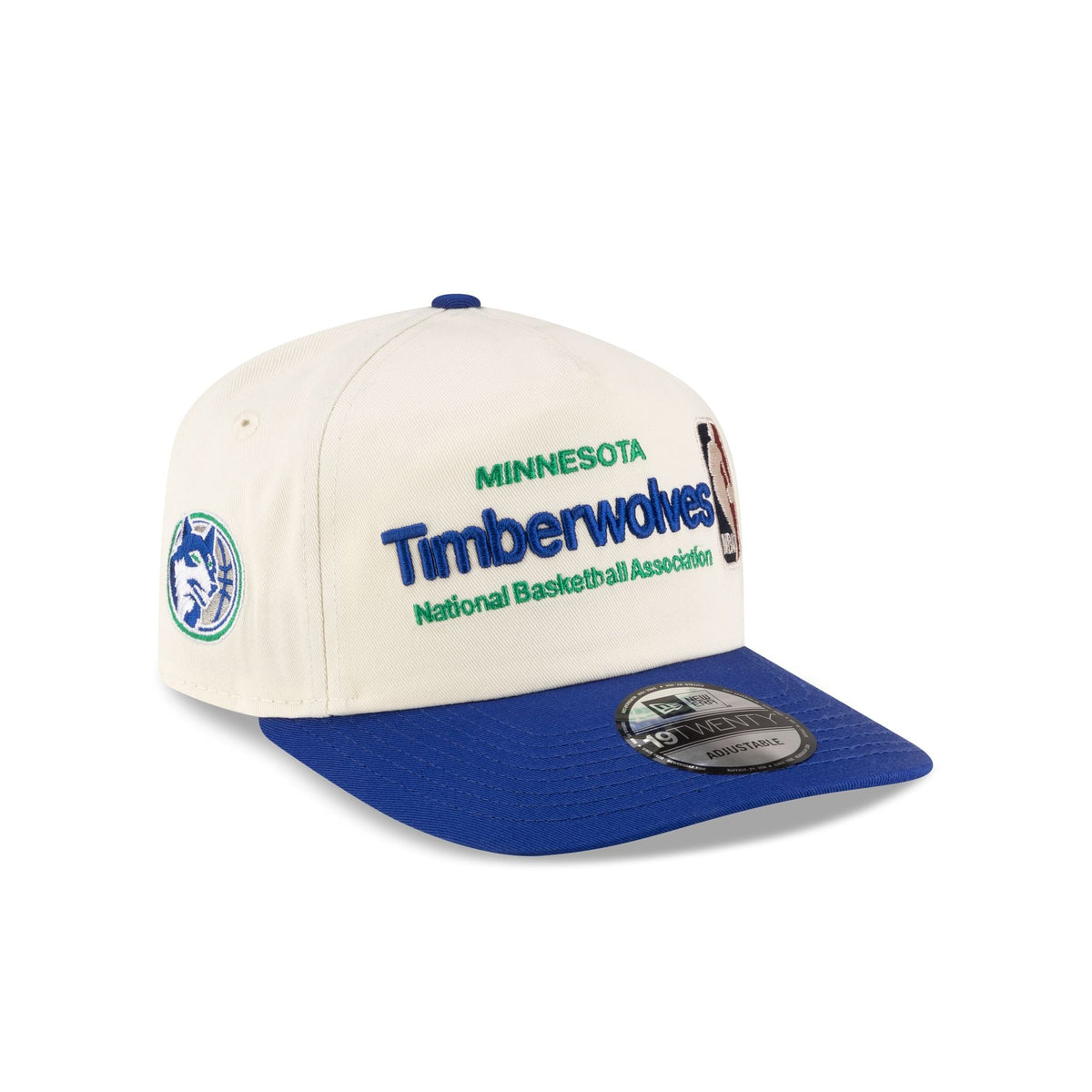 Minnesota Timberwolves 1989-1996 Hardwood Classics Sign Stack Chrome White 19TWENTY Adjustable Hat