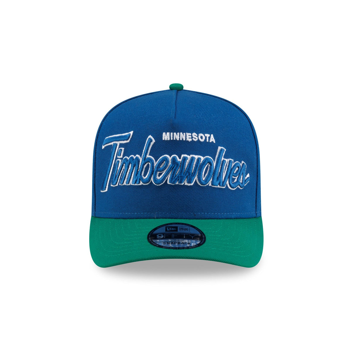 Minnesota Timberwolves Hardwood Classics 90s Script 9FIFTY A-Frame Snapback Hat