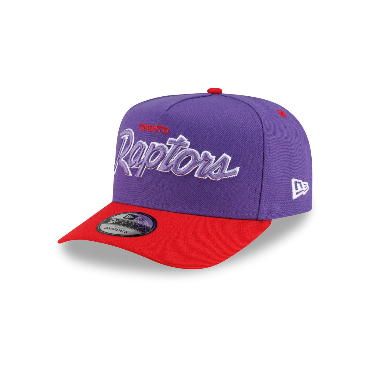 Toronto Raptors Hardwood Classics 90s Script 9FIFTY A-Frame Snapback Hat
