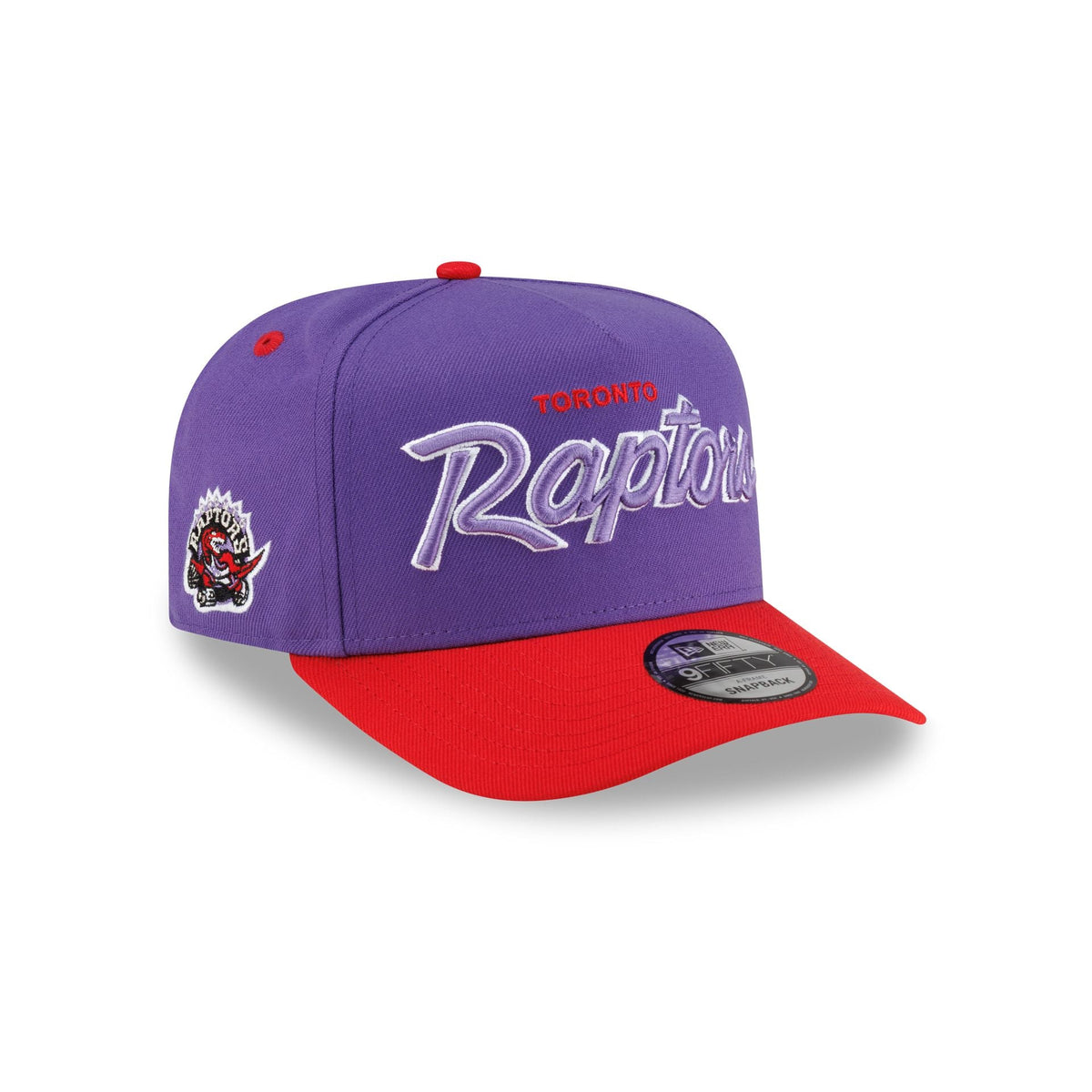 Toronto Raptors Hardwood Classics 90s Script 9FIFTY A-Frame Snapback Hat