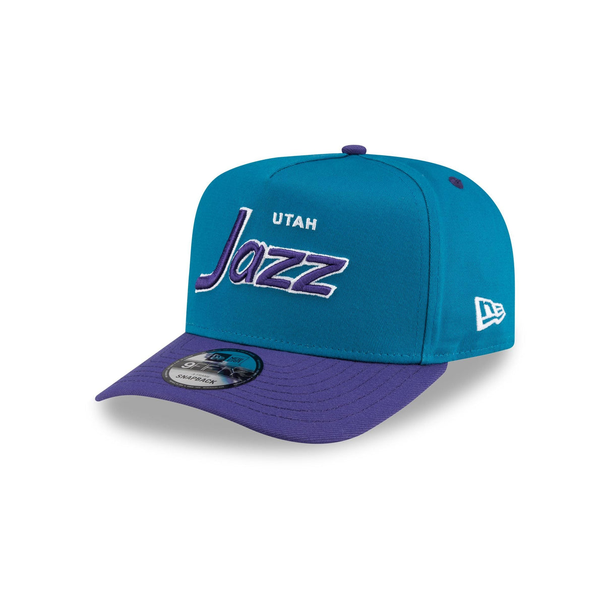 Utah Jazz Hardwood Classics 90s Script 9FIFTY A-Frame Snapback Hat