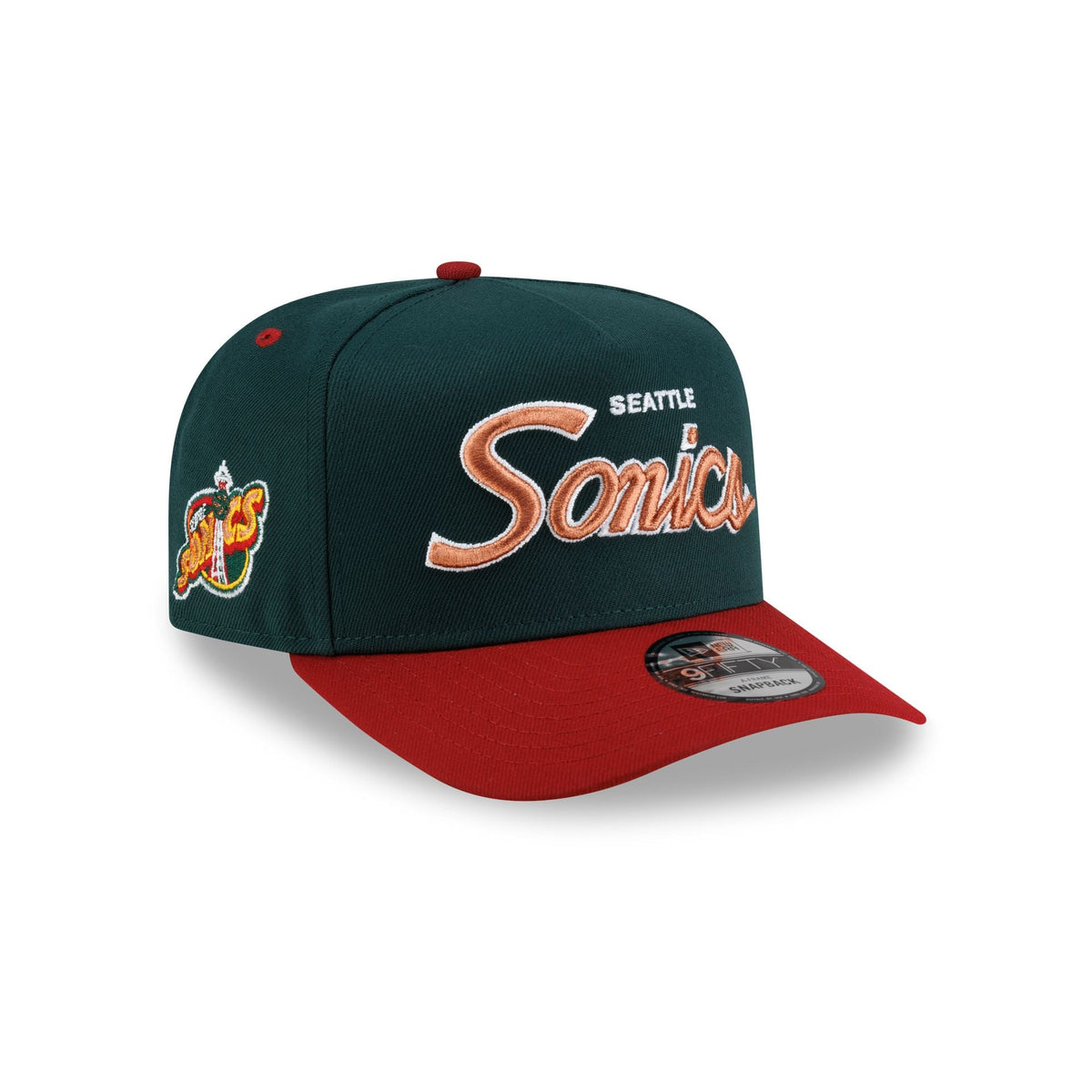 Seattle Supersonics Hardwood Classics 90s Script 9FIFTY A-Frame Snapback Hat