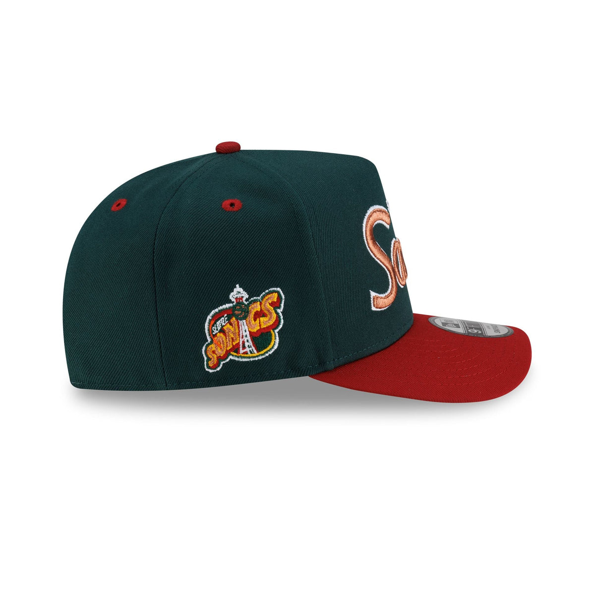 Seattle Supersonics Hardwood Classics 90s Script 9FIFTY A-Frame Snapback Hat